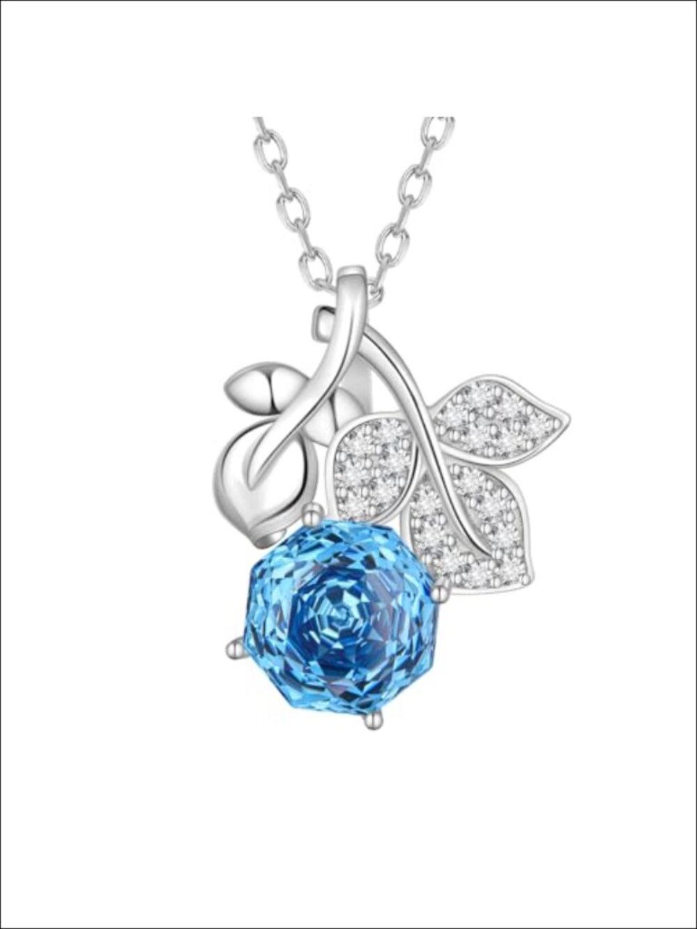 Aurora Tears 925 Sterling Silver Rose Cut CZ Birthstone Pendant Necklace